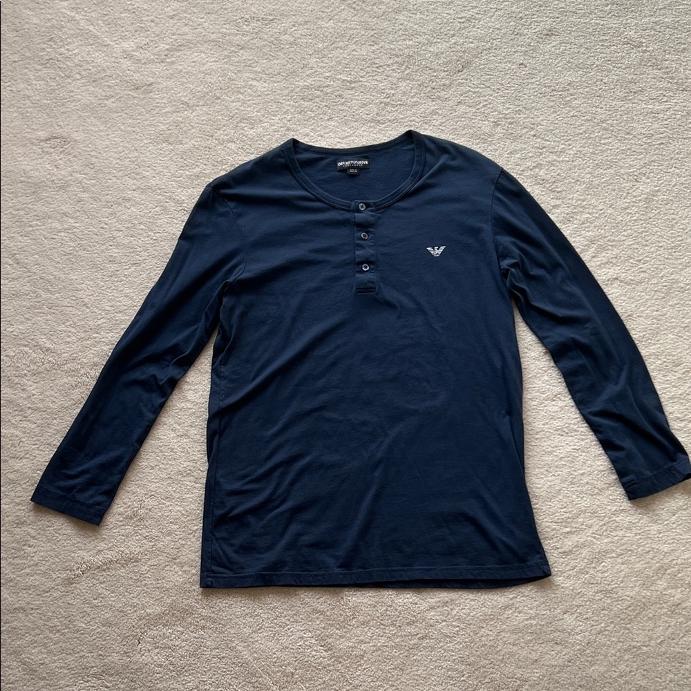 Men’s Emporio Armani Underwear 3 button 100% cotton long sleeve Henley size L